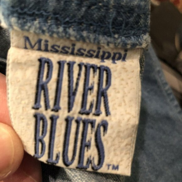Mississippi River Blues Denim Shirt Womens Medium Embroidered Flowers Vintage M - Picture 6 of 8